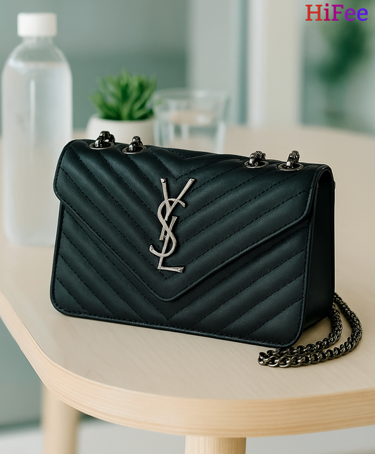 Luxury YSL Black Quilted Shoulder Bag with Chain Strap - HB06
